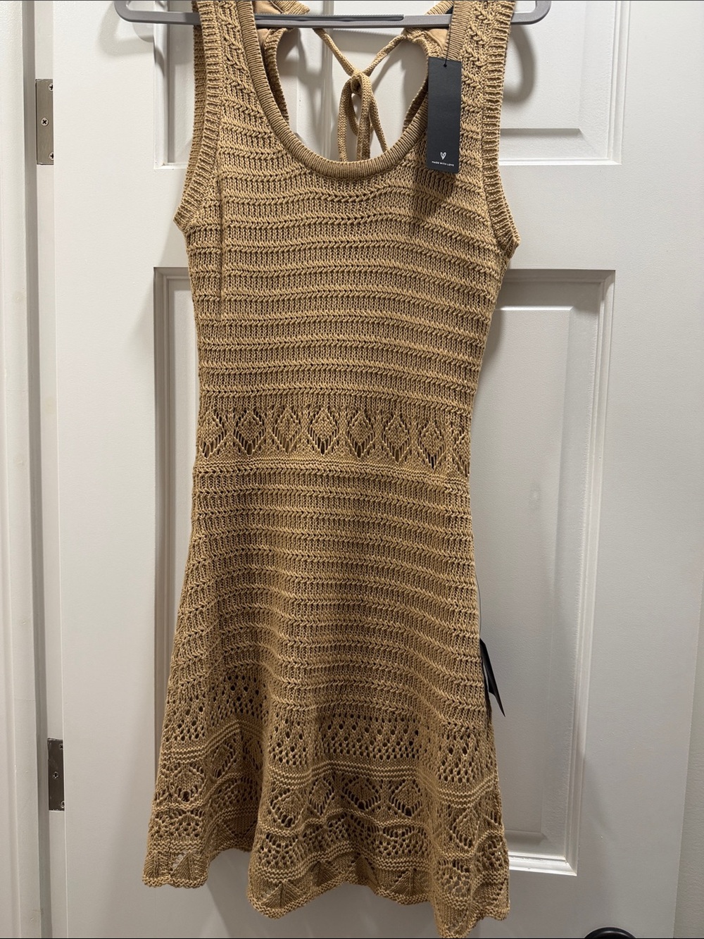 Sleeveless Knit Fit & Flare Dress in Camel